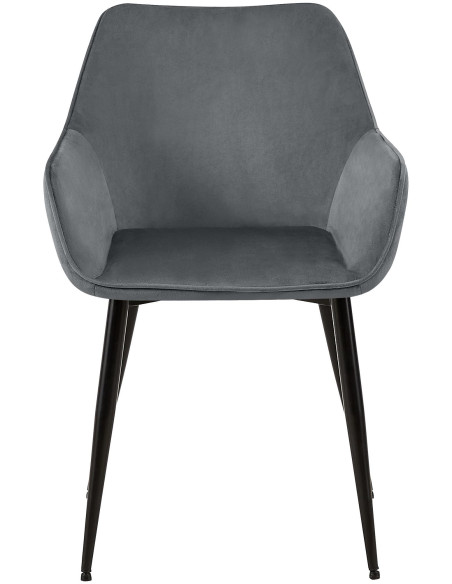 Fauteuil de table scandinace chic Velours Gris foncé Métal Noir Mat Enlor - 2