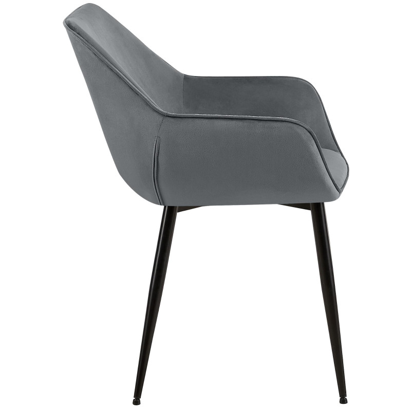 Fauteuil de table scandinace chic Velours Gris foncé Métal Noir Mat Enlor - 3