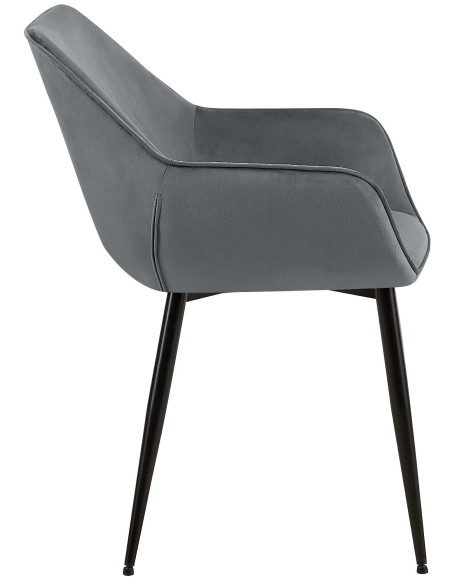 Fauteuil de table scandinace chic Velours Gris foncé Métal Noir Mat Enlor - 3