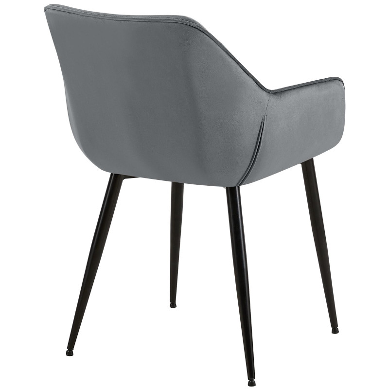 Fauteuil de table scandinace chic Velours Gris foncé Métal Noir Mat Enlor - 4