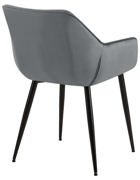Fauteuil de table scandinace chic Velours Gris foncé Métal Noir Mat Enlor - 4