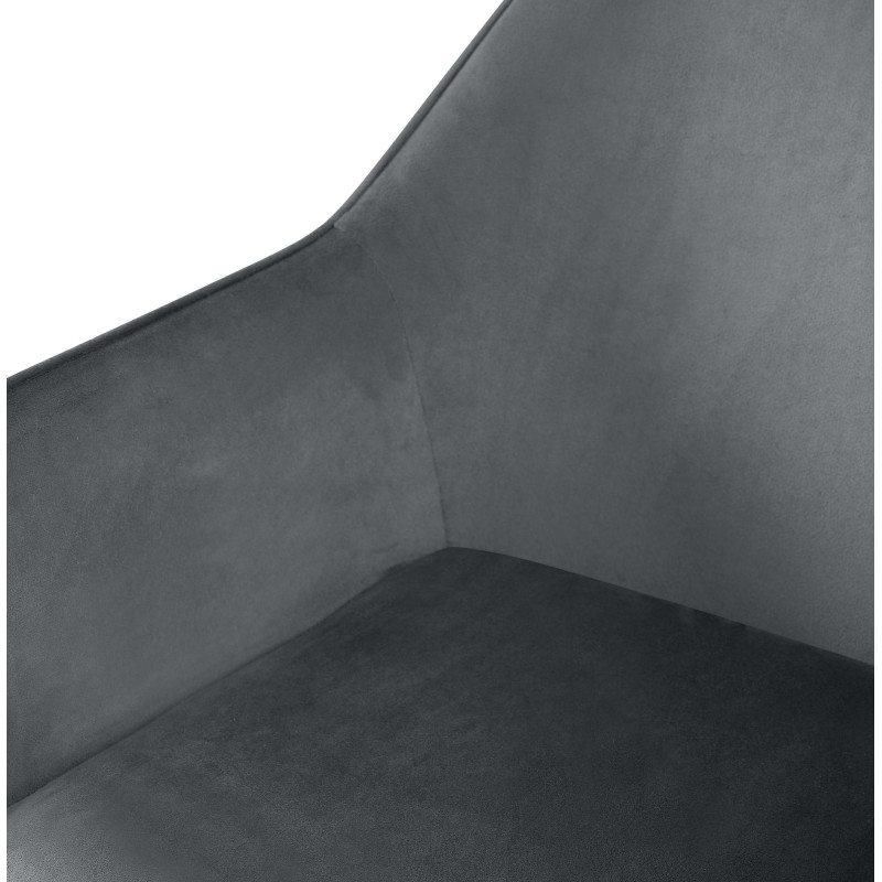 Fauteuil de table scandinace chic Velours Gris foncé Métal Noir Mat Enlor - 5