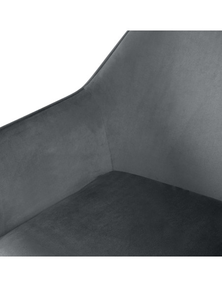 Fauteuil de table scandinace chic Velours Gris foncé Métal Noir Mat Enlor - 5