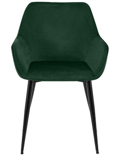 Fauteuil de table scandinace chic Velours Vert Métal Noir Mat Enlor - 2