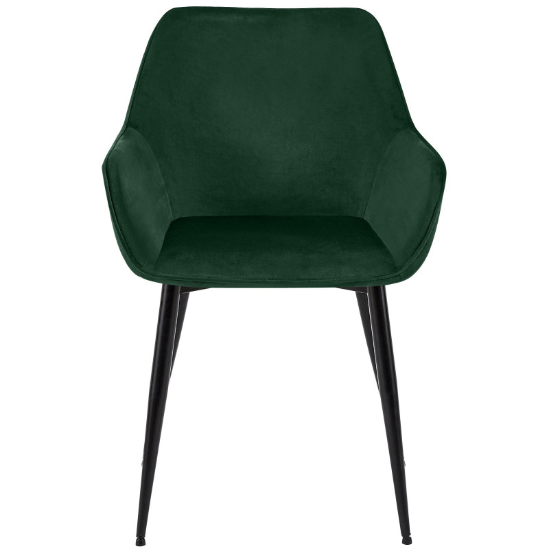 Fauteuil de table scandinace chic Velours Vert Métal Noir Mat Enlor - 2