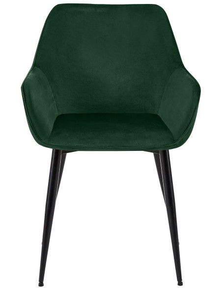 Fauteuil de table scandinace chic Velours Vert Métal Noir Mat Enlor - 2