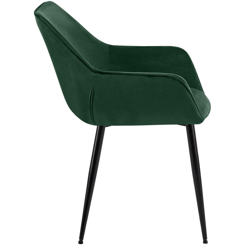 Fauteuil de table scandinace chic Velours Vert Métal Noir Mat Enlor - 3