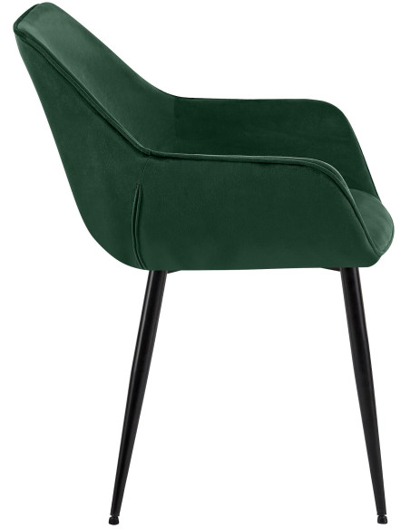 Fauteuil de table scandinace chic Velours Vert Métal Noir Mat Enlor - 3