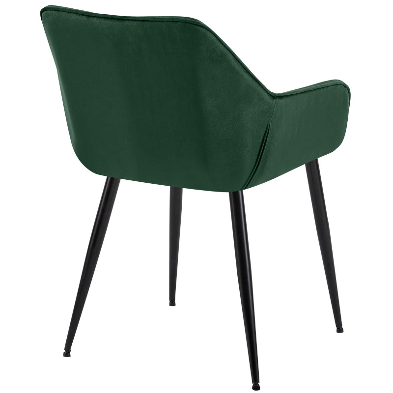 Fauteuil de table scandinace chic Velours Vert Métal Noir Mat Enlor - 4