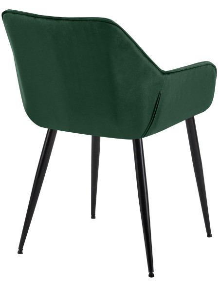 Fauteuil de table scandinace chic Velours Vert Métal Noir Mat Enlor - 4