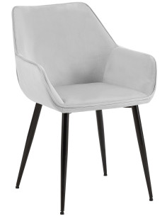 Fauteuil de table scandinace chic Velours Gris clair Métal Noir Mat Enlor - 1
