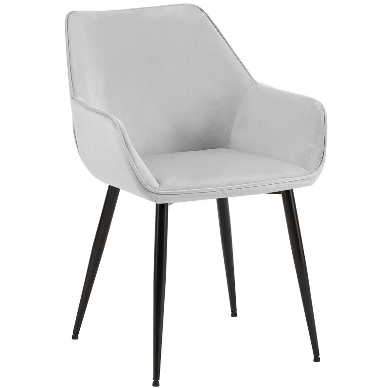 Fauteuil de table scandinace chic Velours Gris clair Métal Noir Mat Enlor - 1