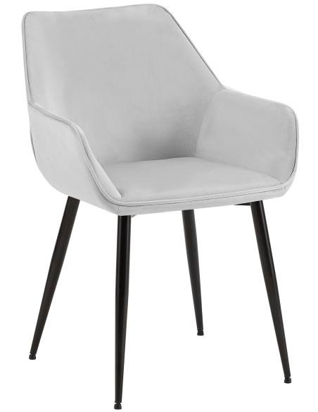 Fauteuil de table scandinace chic Velours Gris clair Métal Noir Mat Enlor - 1