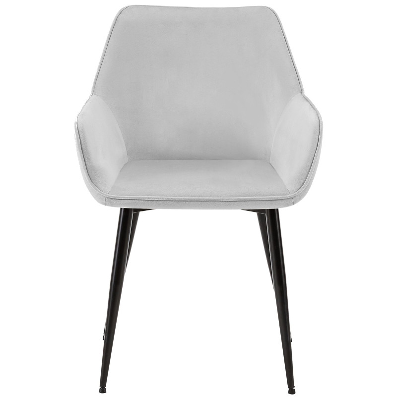 Fauteuil de table scandinace chic Velours Gris clair Métal Noir Mat Enlor - 2