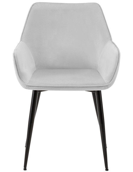 Fauteuil de table scandinace chic Velours Gris clair Métal Noir Mat Enlor - 2