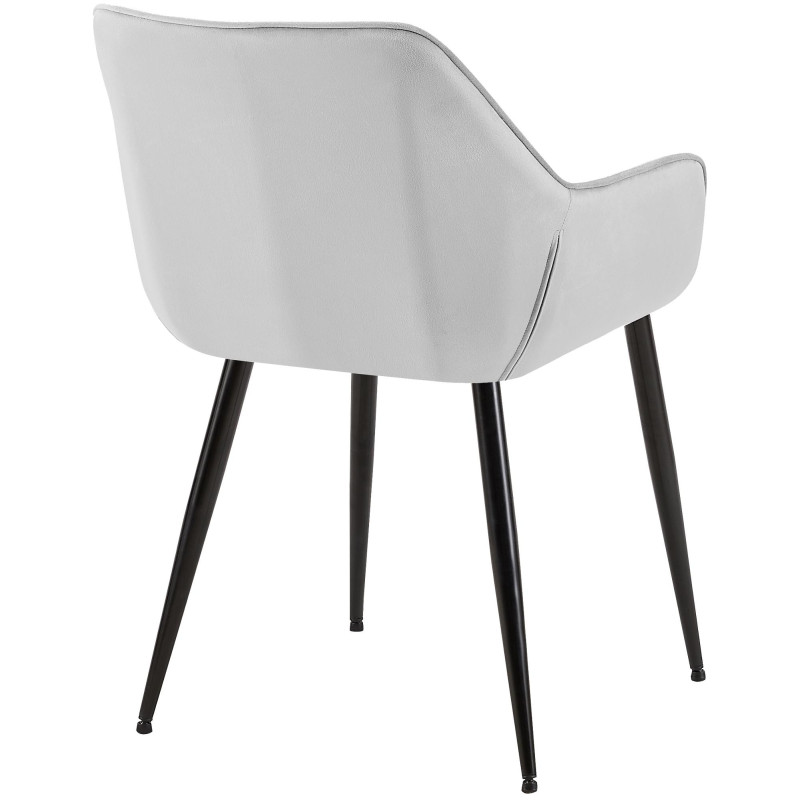 Fauteuil de table scandinace chic Velours Gris clair Métal Noir Mat Enlor - 4