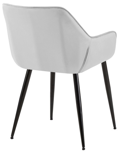 Fauteuil de table scandinace chic Velours Gris clair Métal Noir Mat Enlor - 4