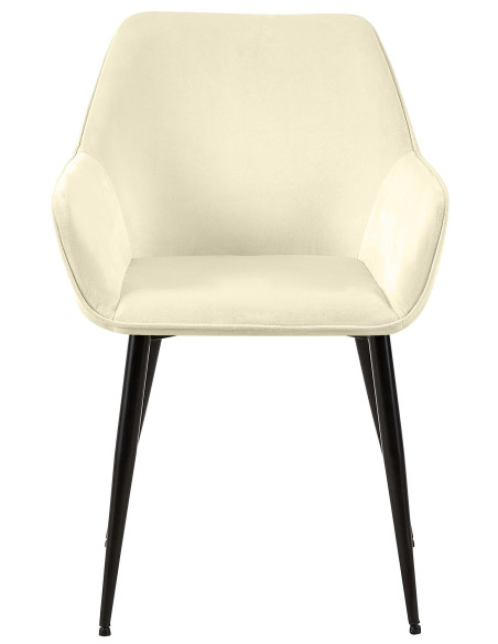 Fauteuil de table scandinace chic Velours Blanc crème Métal Noir Mat Enlor - 2