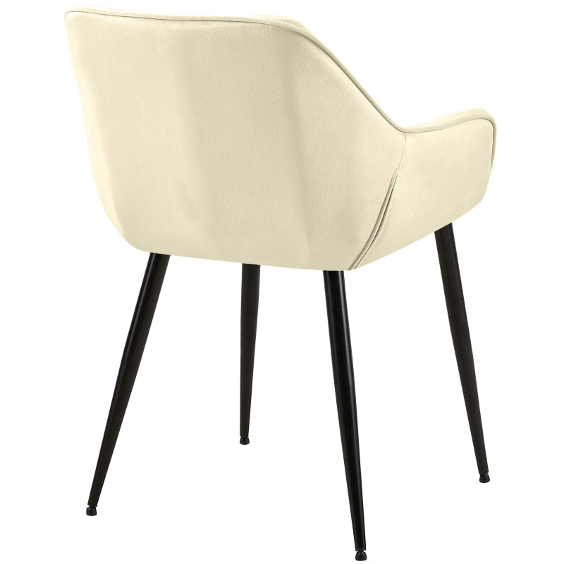 Fauteuil de table scandinace chic Velours Blanc crème Métal Noir Mat Enlor - 4