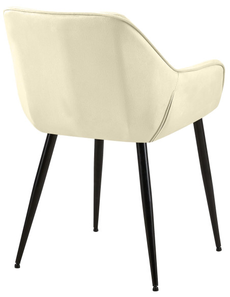 Fauteuil de table scandinace chic Velours Blanc crème Métal Noir Mat Enlor - 4