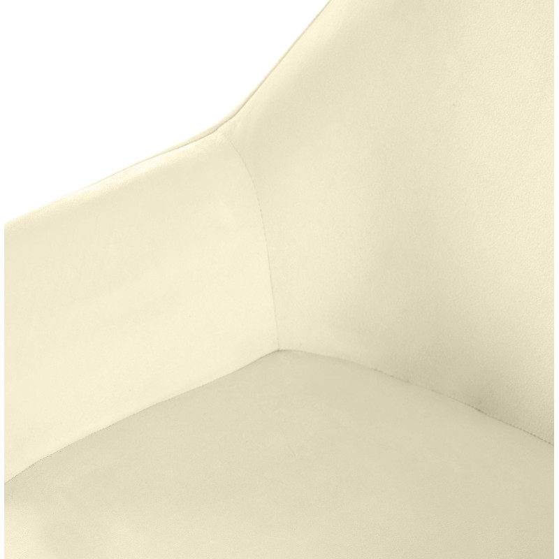Fauteuil de table scandinace chic Velours Blanc crème Métal Noir Mat Enlor - 5