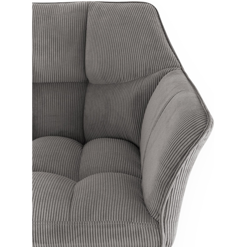 Tabouret de bar moderne chic Velours côtelé Taupe Acier inoxydable Argenté Oveya - 3
