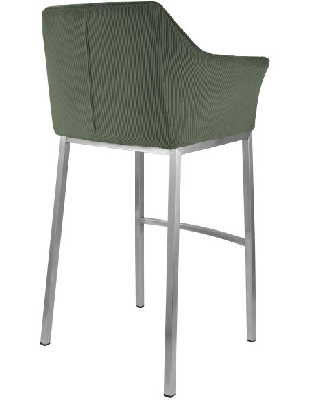 Tabouret de bar moderne chic Velours côtelé Vert Acier inoxydable Argenté Oveya - 2