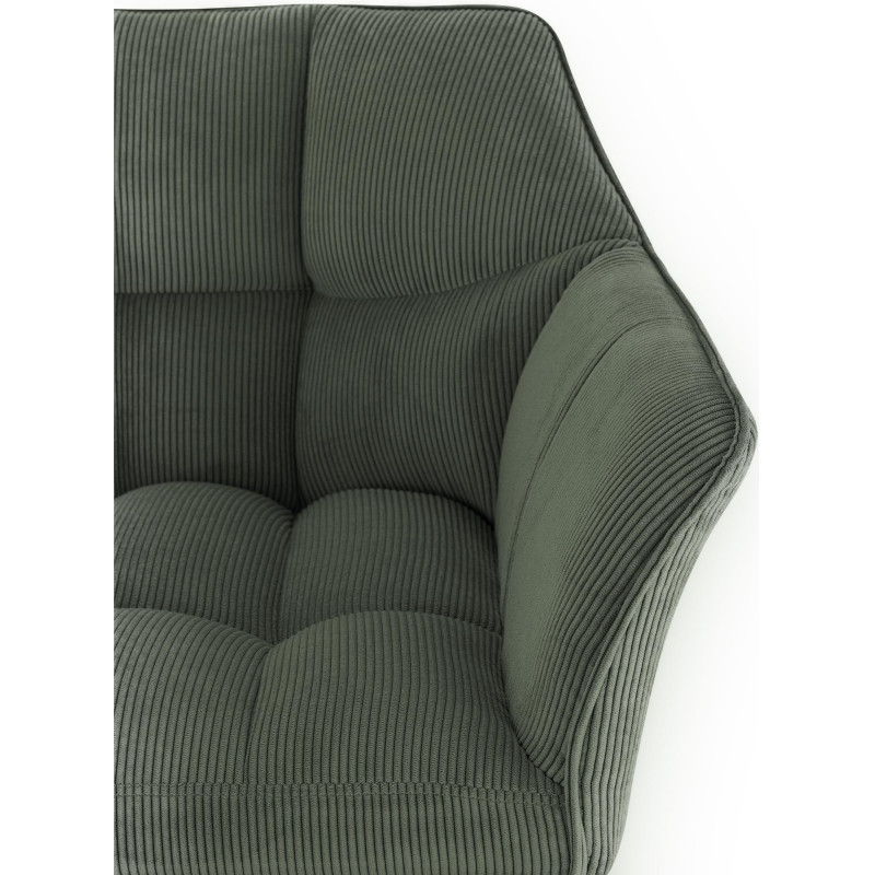 Tabouret de bar moderne chic Velours côtelé Vert Acier inoxydable Argenté Oveya - 3