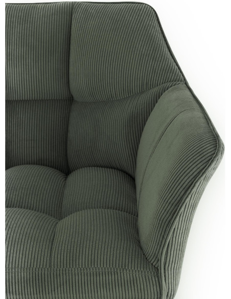 Tabouret de bar moderne chic Velours côtelé Vert Acier inoxydable Argenté Oveya - 3
