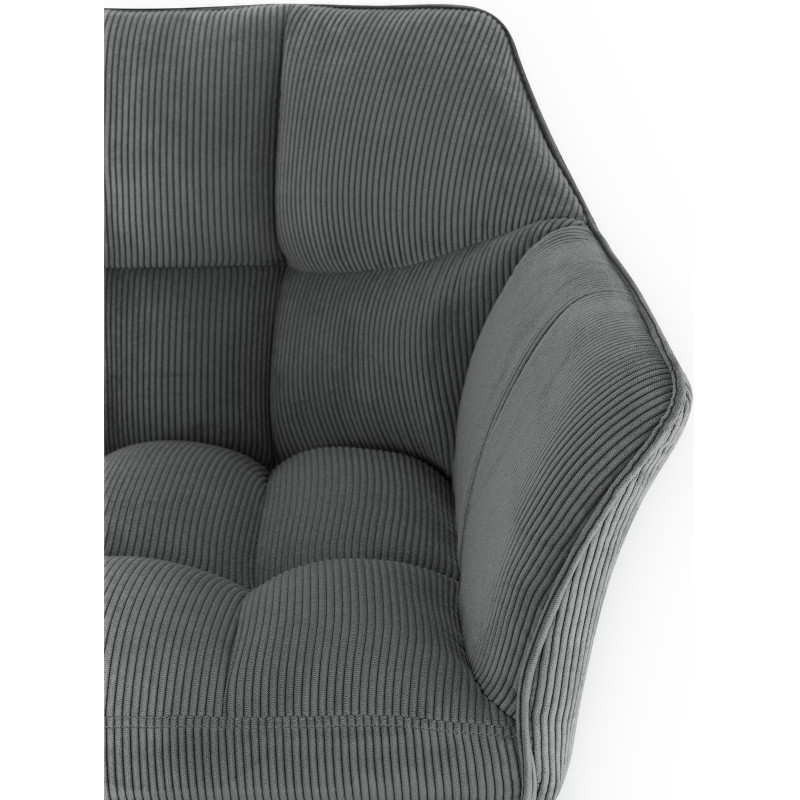 Tabouret de bar moderne chic Velours côtelé Gris Acier inoxydable Argenté Oveya - 3
