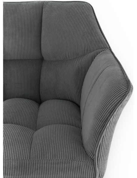 Tabouret de bar moderne chic Velours côtelé Gris Acier inoxydable Argenté Oveya - 3