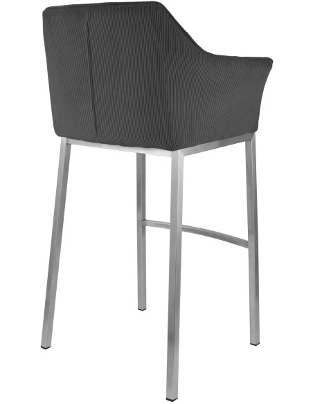 Tabouret de bar moderne chic Velours côtelé Gris foncé Acier inoxydable Argenté Oveya - 2