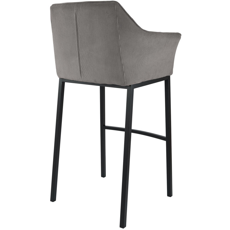Tabouret de bar moderne chic Velours côtelé Taupe Acier inoxydable Noir Oveya - 2