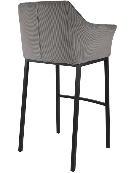 Tabouret de bar moderne chic Velours côtelé Taupe Acier inoxydable Noir Oveya - 2