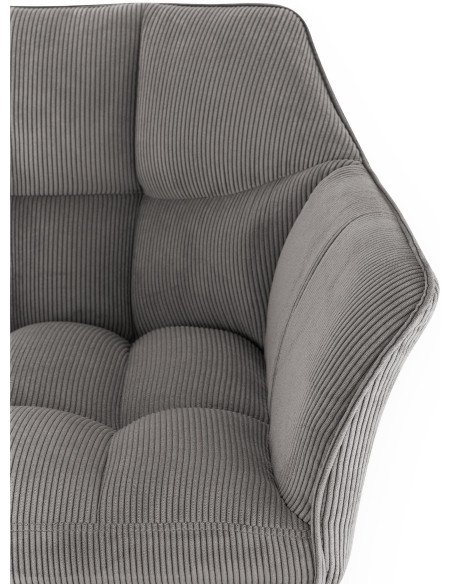 Tabouret de bar moderne chic Velours côtelé Taupe Acier inoxydable Noir Oveya - 3