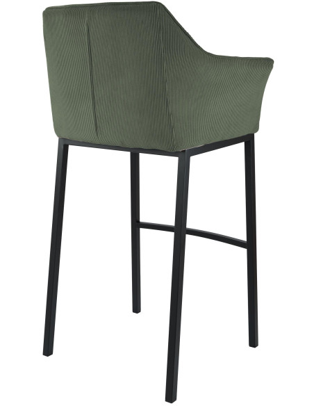Tabouret de bar moderne chic Velours côtelé Vert Acier inoxydable Noir Oveya - 2