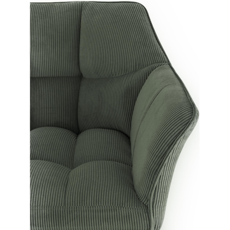 Tabouret de bar moderne chic Velours côtelé Vert Acier inoxydable Noir Oveya - 3