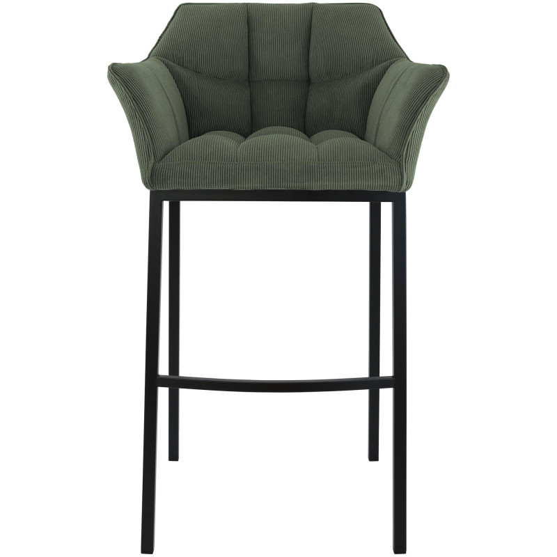 Tabouret de bar moderne chic Velours côtelé Vert Acier inoxydable Noir Oveya - 4