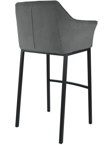 Tabouret de bar moderne chic Velours côtelé Gris Acier inoxydable Noir Oveya - 2