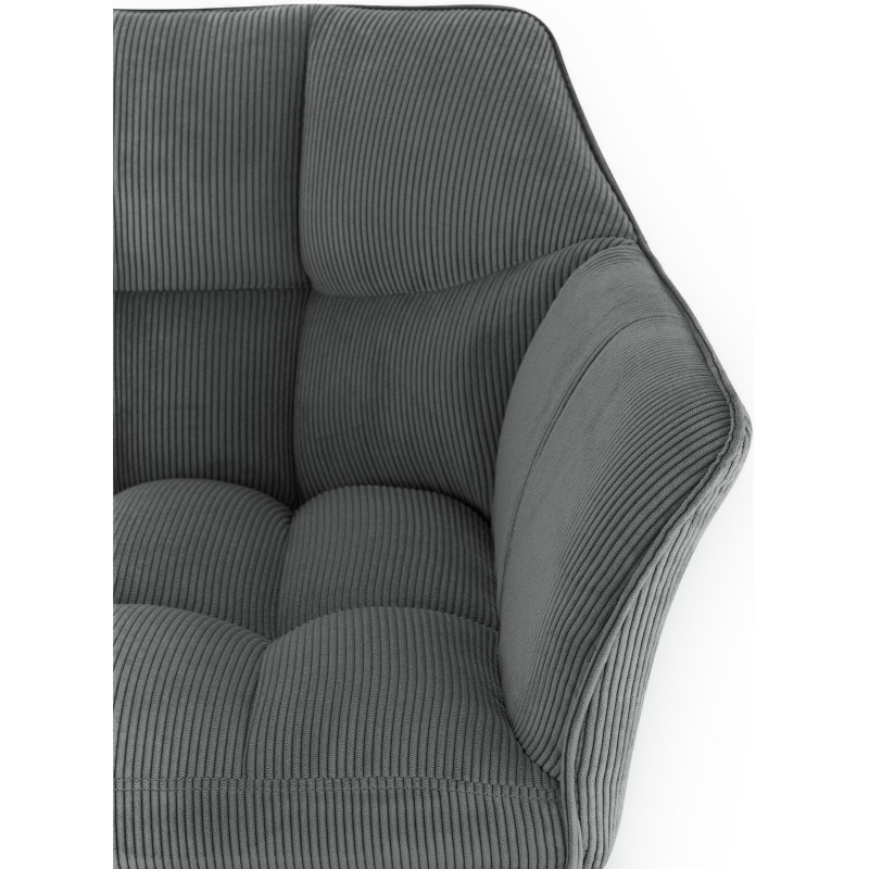 Tabouret de bar moderne chic Velours côtelé Gris Acier inoxydable Noir Oveya - 3