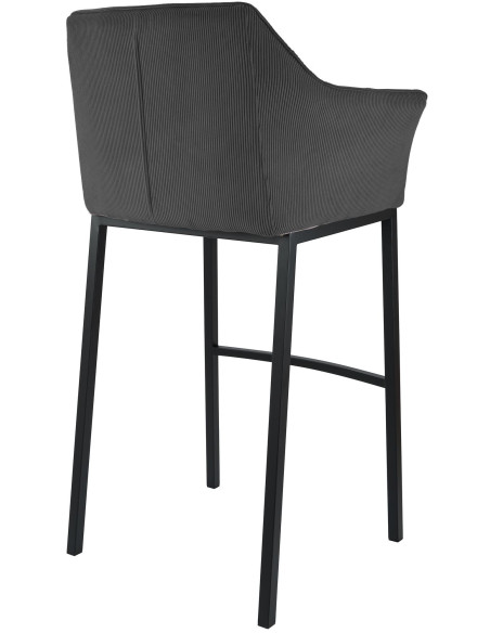 Tabouret de bar moderne chic Velours côtelé Gris foncé Acier inoxydable Noir Oveya - 2