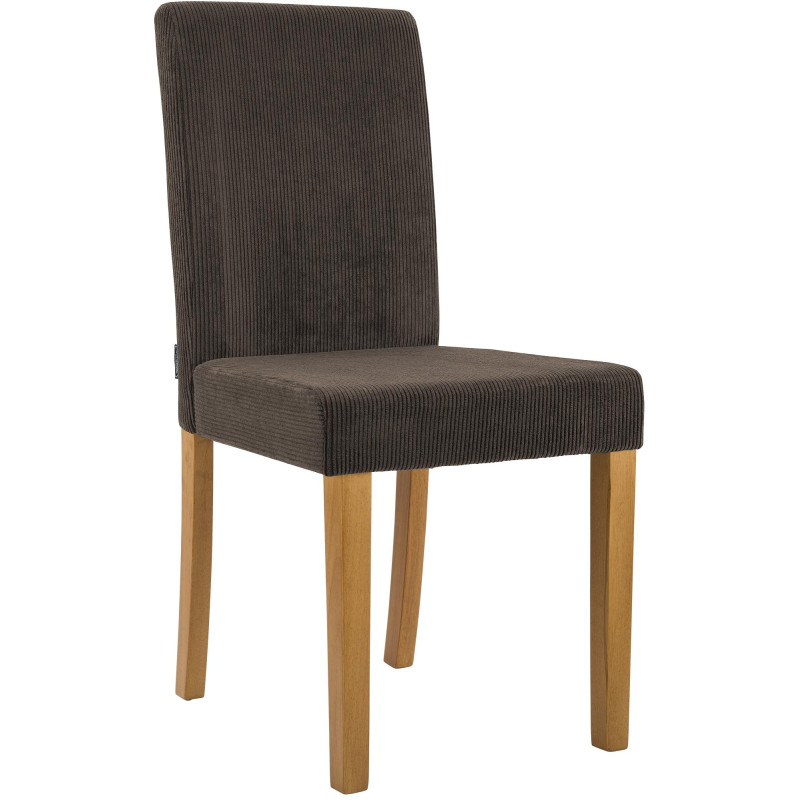 Chaise rétro chic Velours côtelé Marron Bois d'hévéa Marron clair Aneko - 1