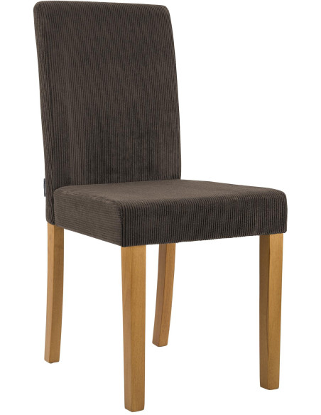 Chaise rétro chic Velours côtelé Marron Bois d'hévéa Marron clair Aneko - 1