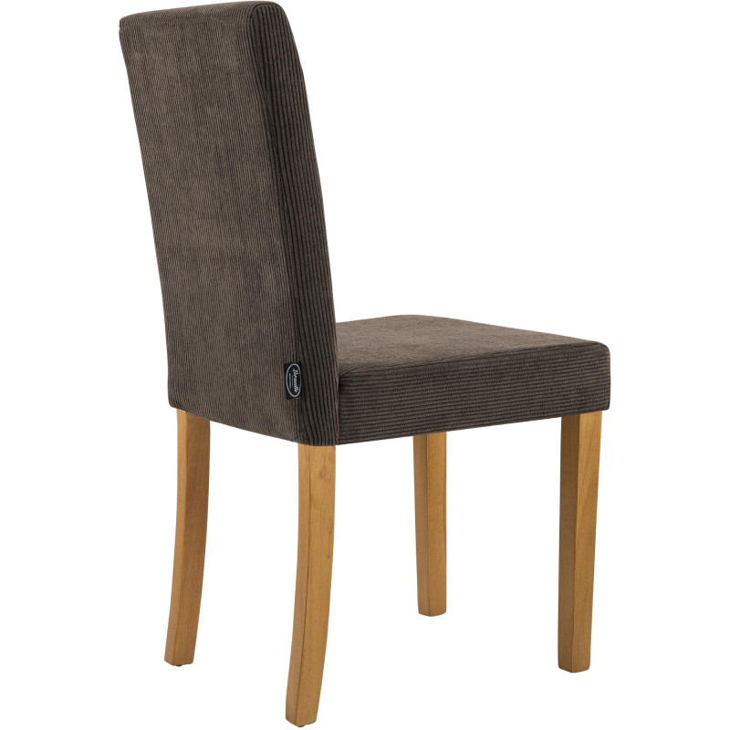 Chaise rétro chic Velours côtelé Marron Bois d'hévéa Marron clair Aneko - 2