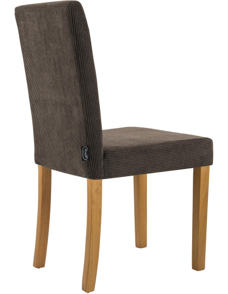 Chaise rétro chic Velours côtelé Marron Bois d'hévéa Marron clair Aneko - 2