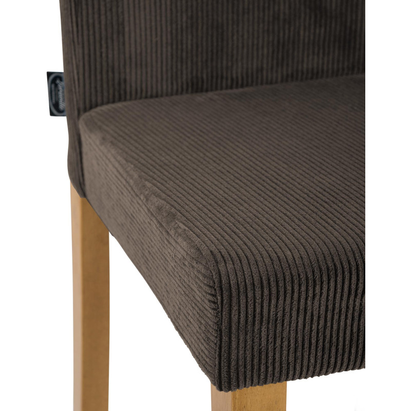 Chaise rétro chic Velours côtelé Marron Bois d'hévéa Marron clair Aneko - 3