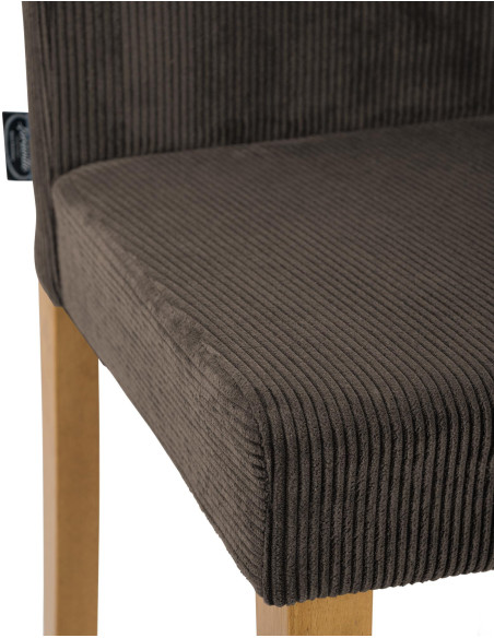 Chaise rétro chic Velours côtelé Marron Bois d'hévéa Marron clair Aneko - 3