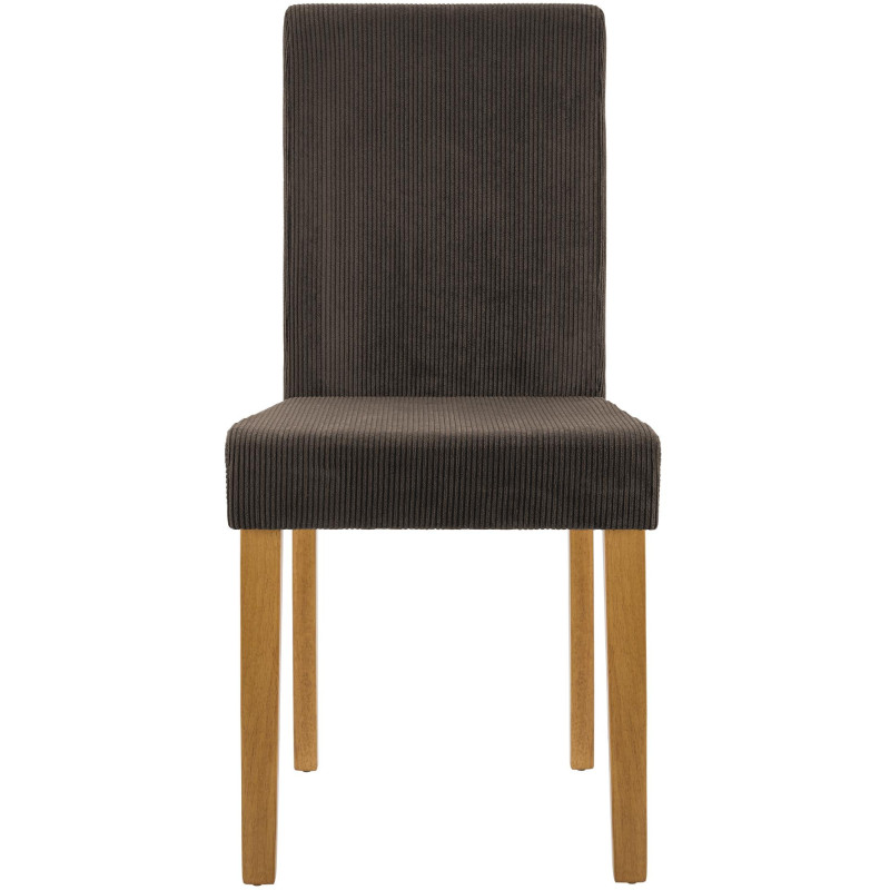 Chaise rétro chic Velours côtelé Marron Bois d'hévéa Marron clair Aneko - 5