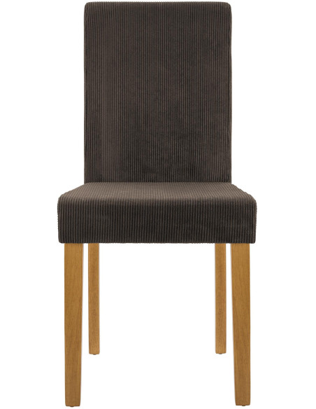 Chaise rétro chic Velours côtelé Marron Bois d'hévéa Marron clair Aneko - 5