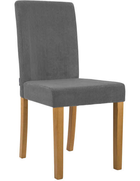 Chaise rétro chic Velours côtelé Gris Bois d'hévéa Marron clair Aneko - 1